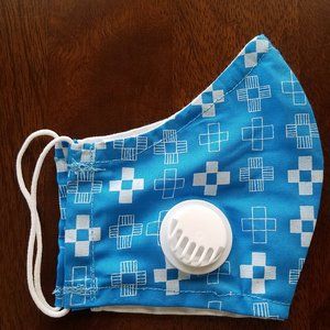 Face Mask ADULT Airflow Valve Blue & Crosses #2